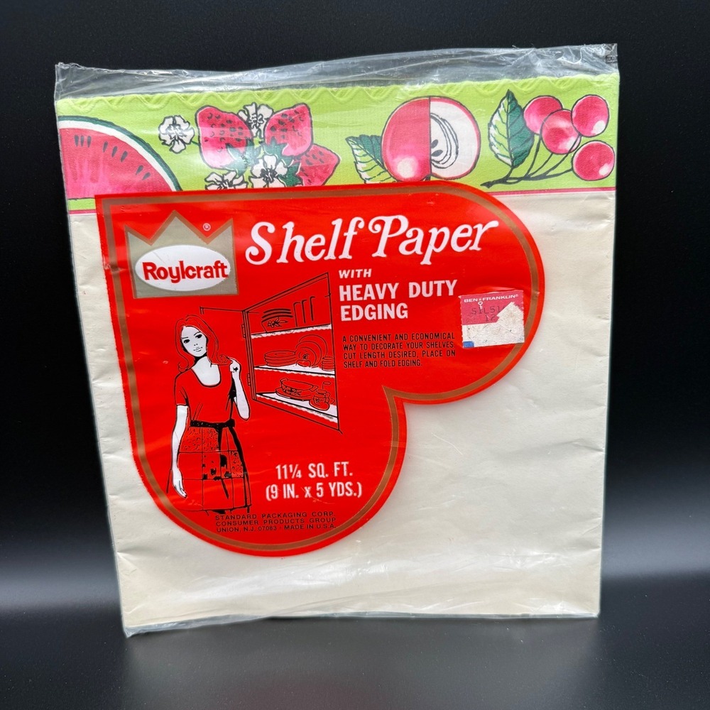 Vintage Roylcraft Shelf Paper Fruit Border Watermelon Strawberry 9in x 5yds NEW